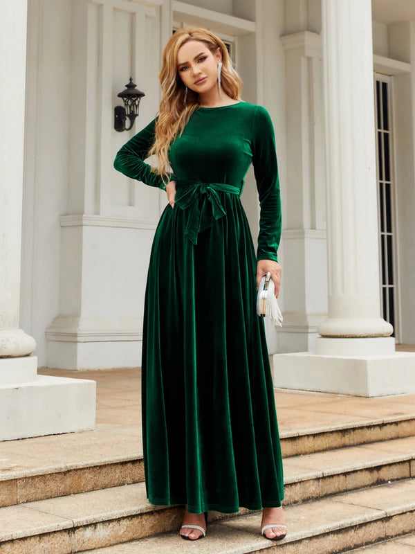 Elegant Long Velvet Dress for Formal Evening Wear Maxi Dresses